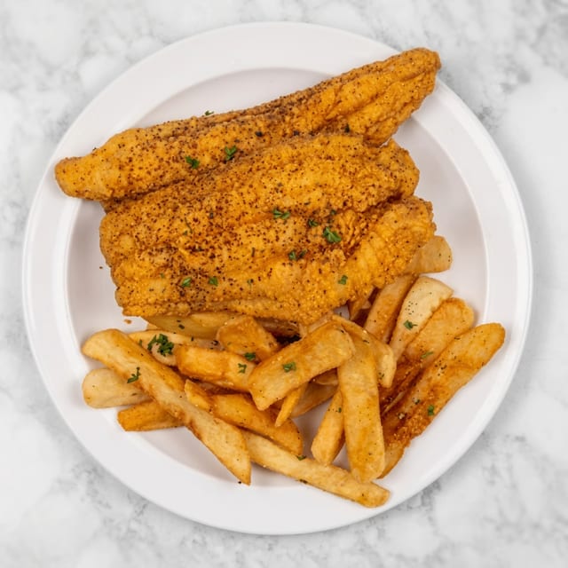 Catfish Basket with Fries (2 piece).